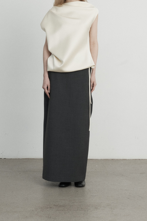 White Soft Draped Asymmetric Top