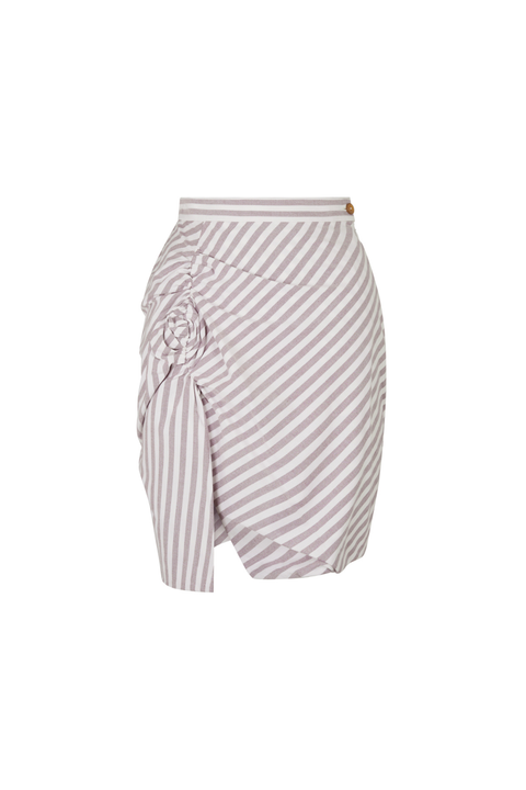 Burgundy Stripe Side Panther Mini Skirt