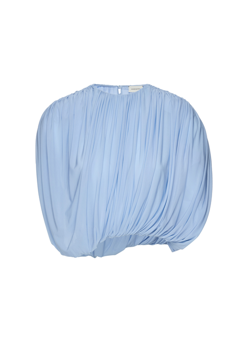 Light Blue Asymmetric Draped Top