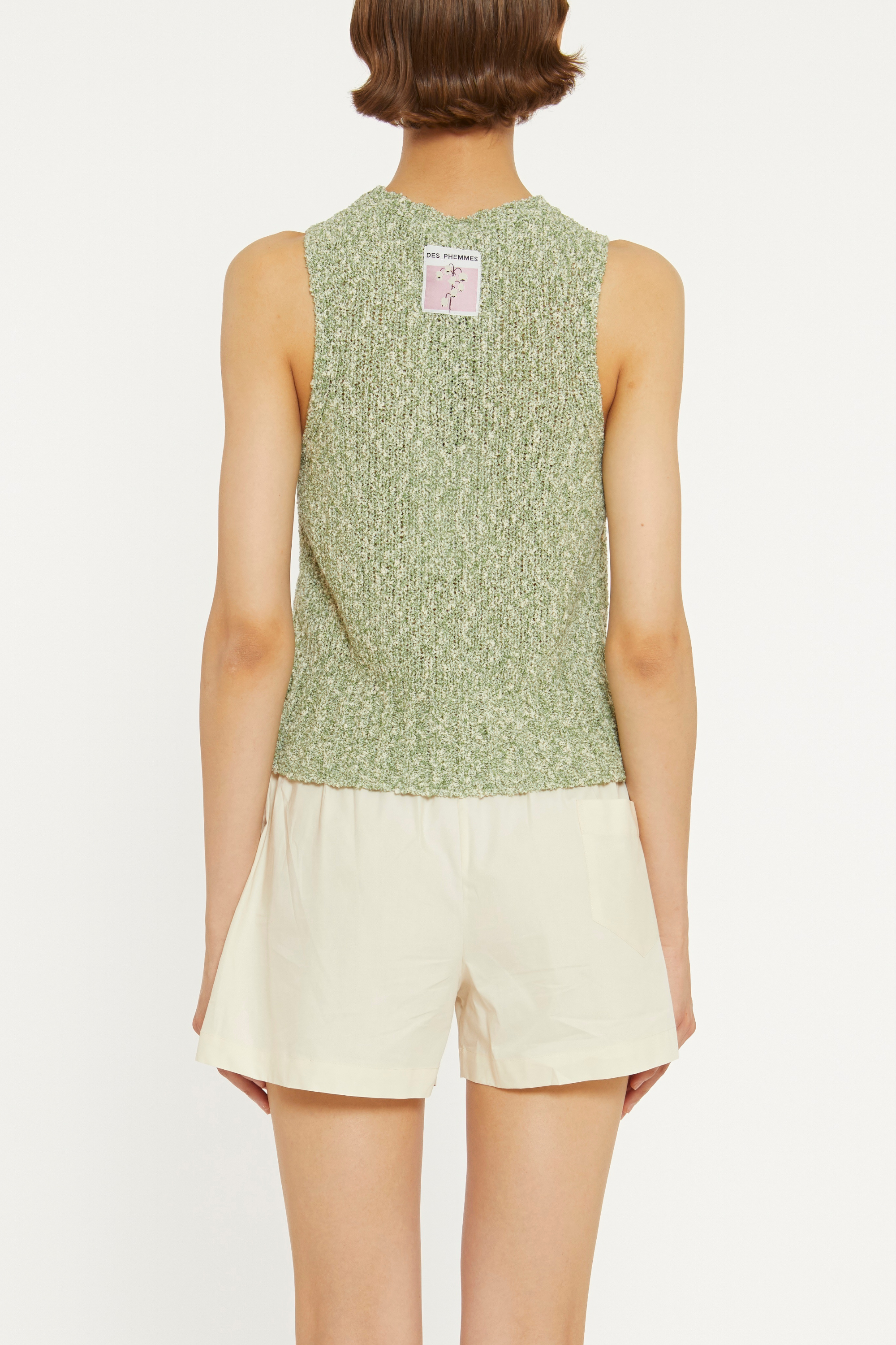 Des Phemmes Green Boucle Crop Vest Des Phemmes Green Boucle Crop Vest