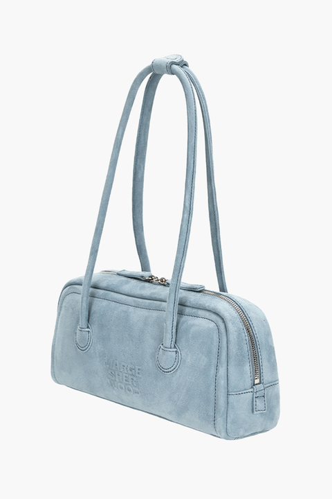 Blue Soft Baguette Suede Bag