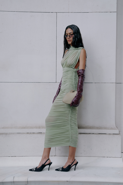 Magda Butrym Green Scarf Midi Dress