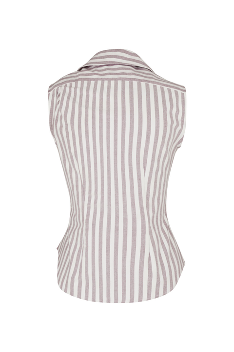 Burgundy Stripe Drunken Cotton Shirt