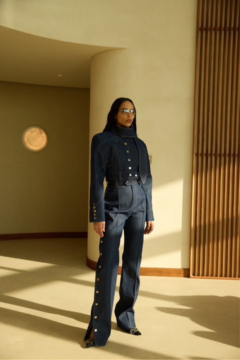 Blue Button Through Jeans
