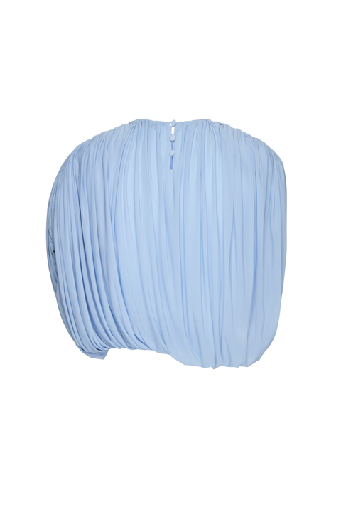 Light Blue Asymmetric Draped Top
