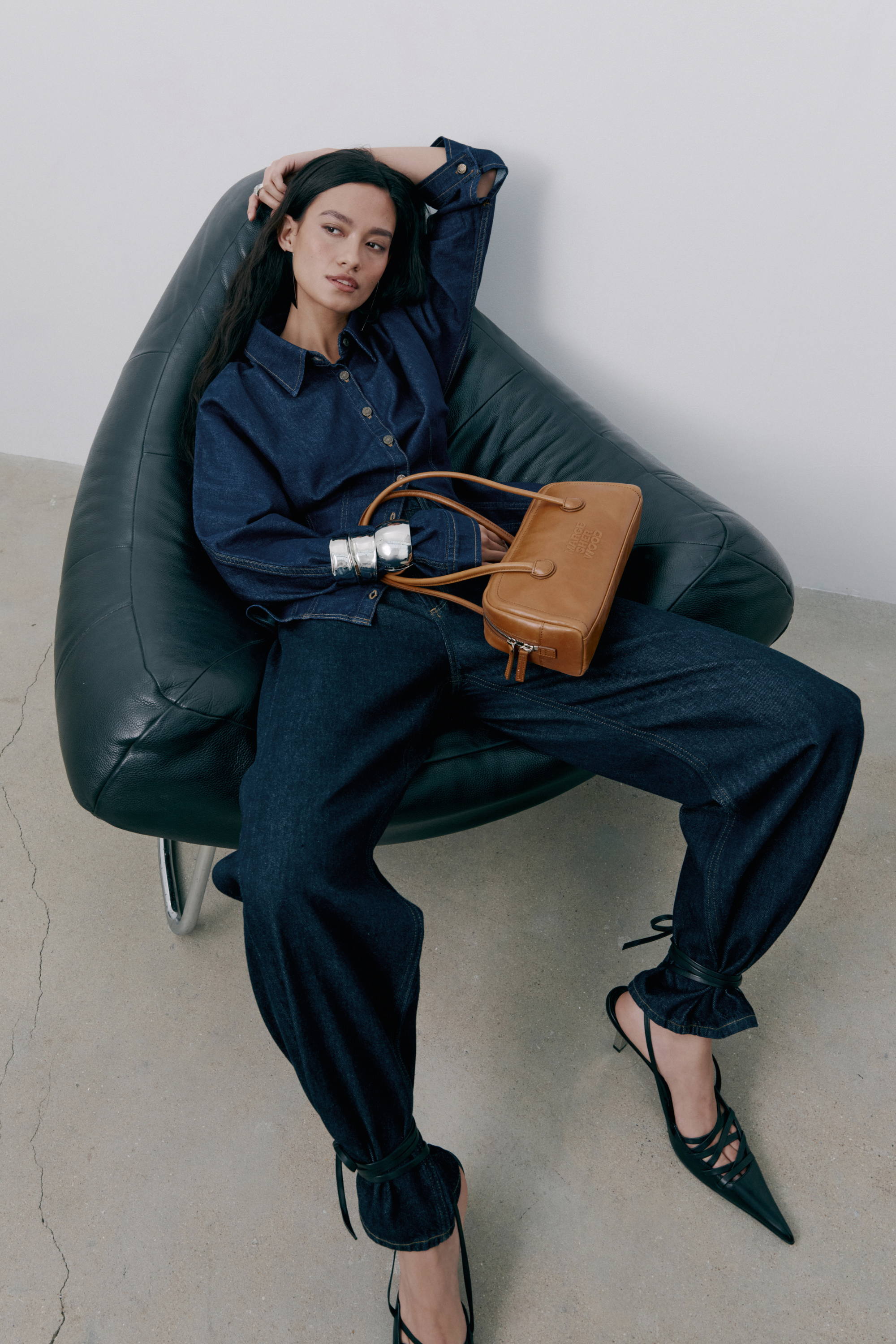 Marge Sherwood Brown Soft Baguette Bag