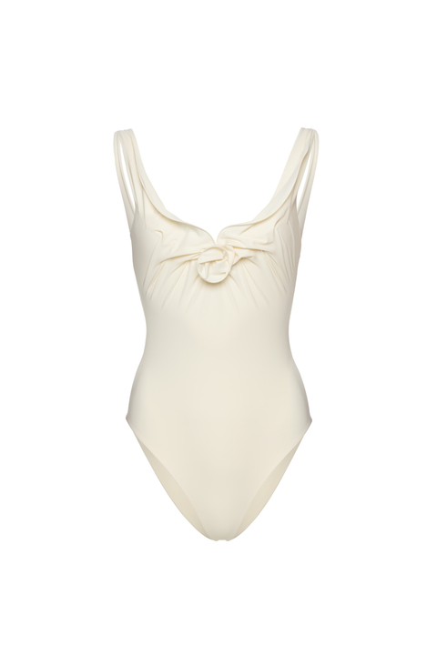 Cream Sculptural Rose Swimsuit