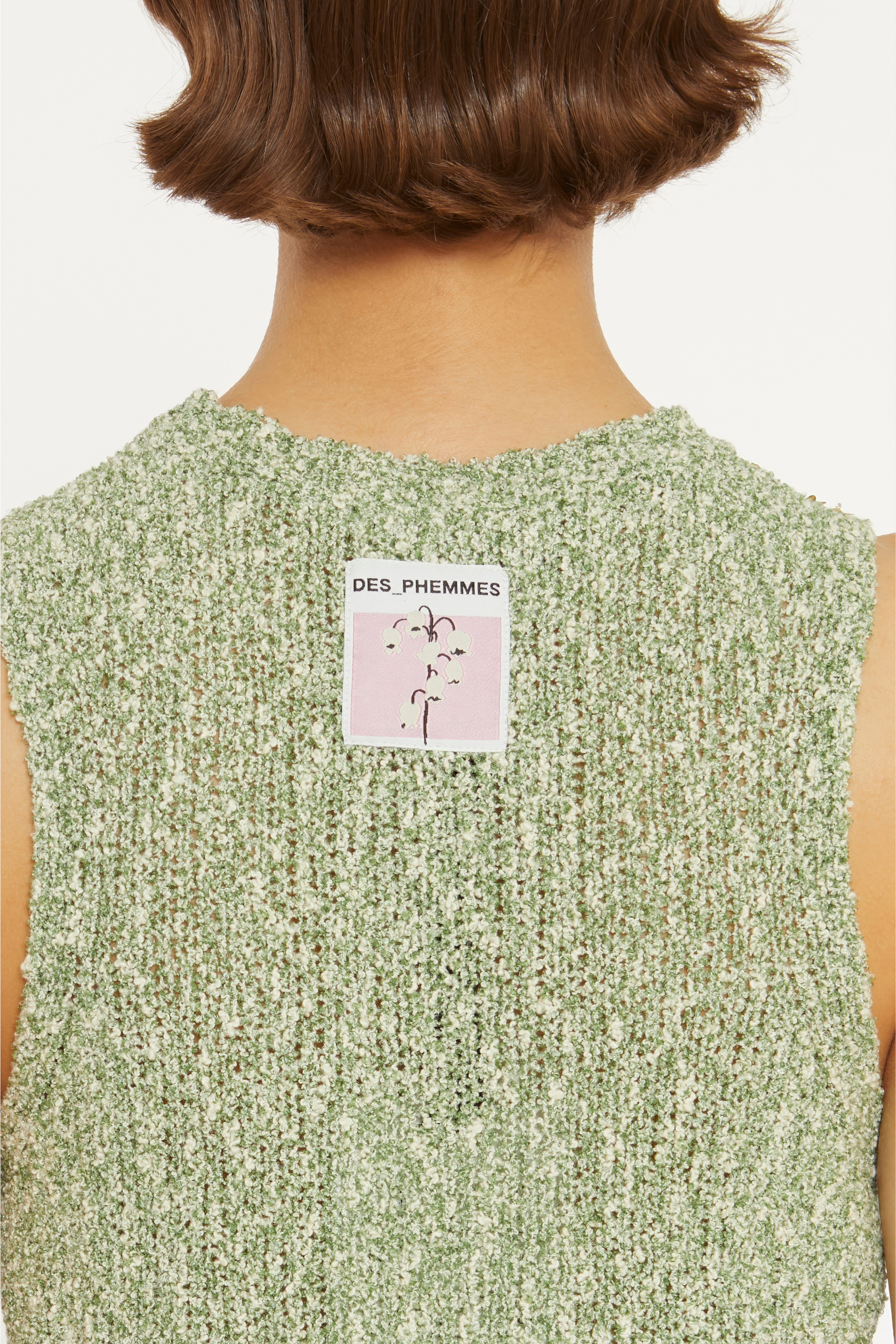 Des Phemmes Green Boucle Crop Vest Des Phemmes Green Boucle Crop Vest