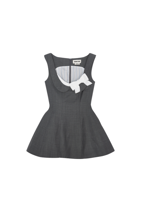 Grey Side Bow A-Line Dress