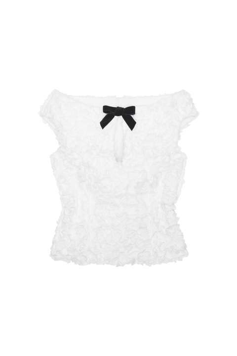 White Keyhole Cold-Shoulder Crop Top