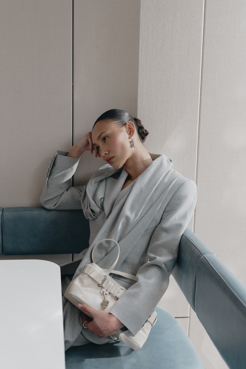 Beige Brocle Shoulder Bag