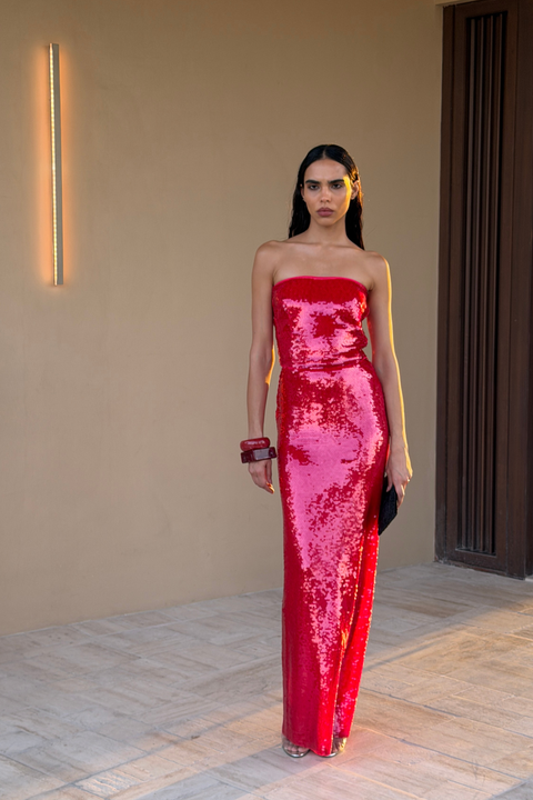 Pink Mermaid Sequin Maxi Skirt