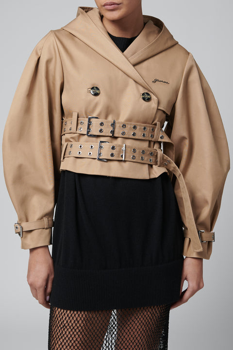 Brown Bonded Cotton Short Jacket