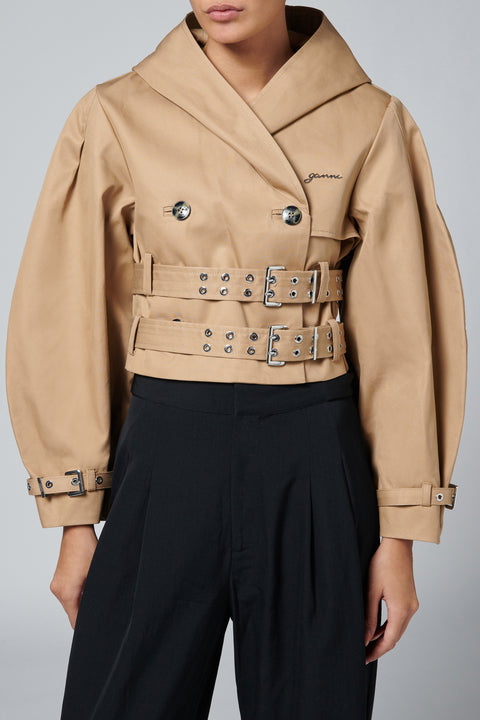 Brown Bonded Cotton Short Jacket