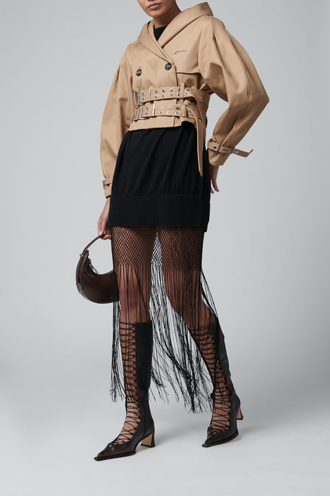 Brown Bonded Cotton Short Jacket