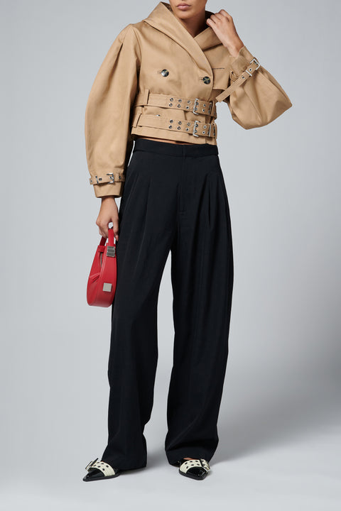 Brown Bonded Cotton Short Jacket