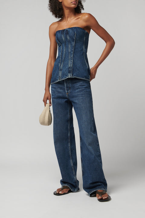 Navy Arc Straight Leg Jean