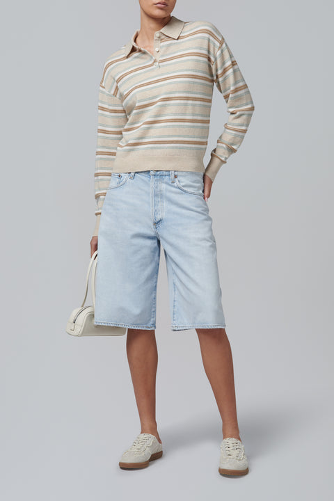 Beige Collegiate Stripe Polo