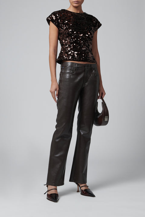 Brown Velvet Sequins Top