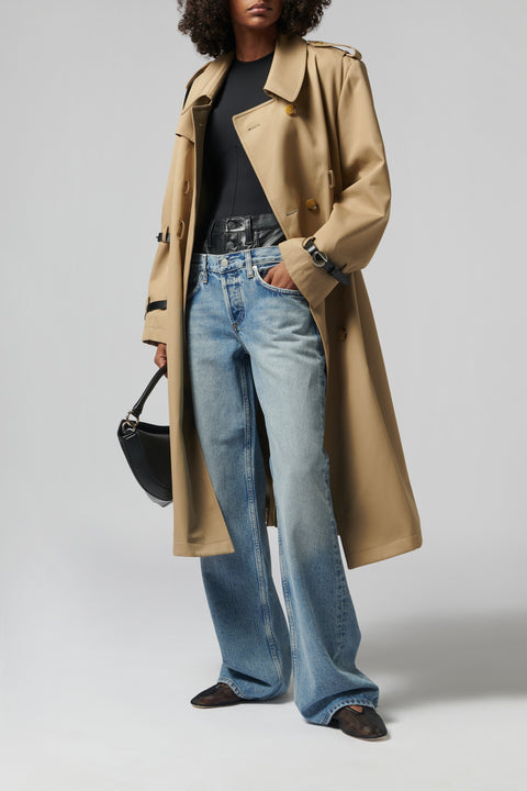 Blue Elson Leather Waisband Jean