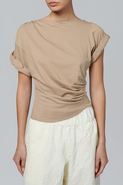 Beige Francine Pleated
Short Sleeve T-
Shirt