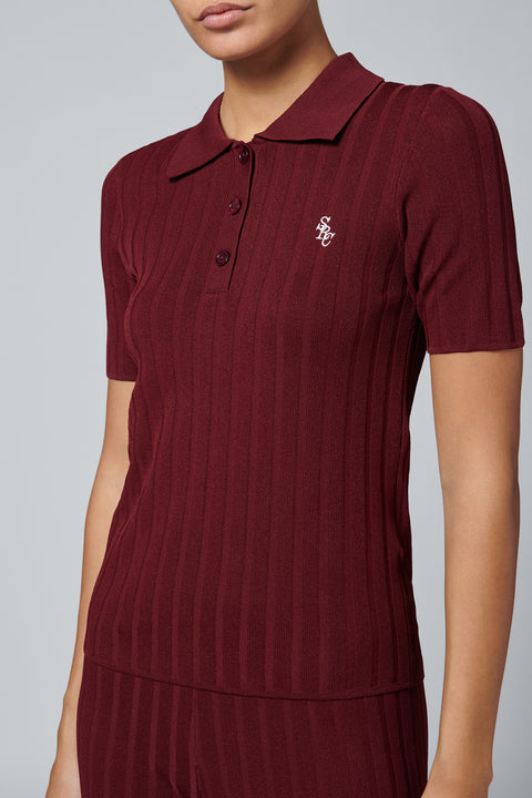 Burgundy Src Ribbed Polo
