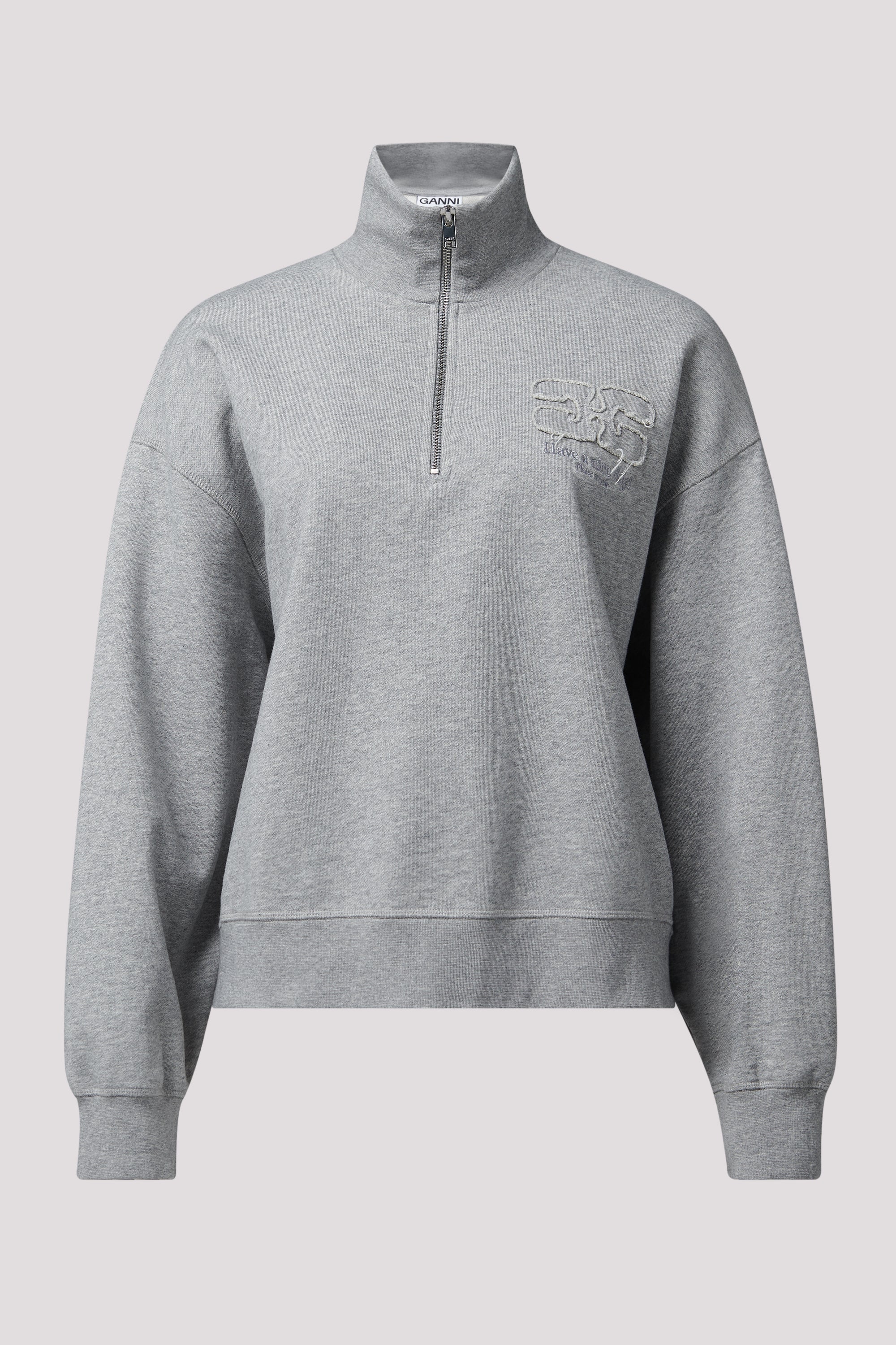 Ganni Grey Isoli Half Zip Jumper