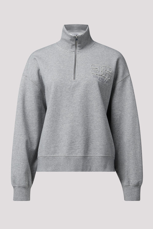 Ganni Grey Isoli Half Zip Jumper