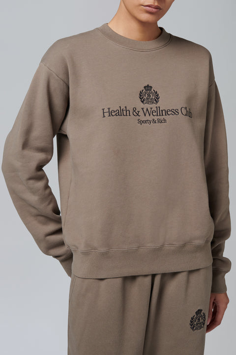 Khaki H&W Crest Embroidered Crewneck