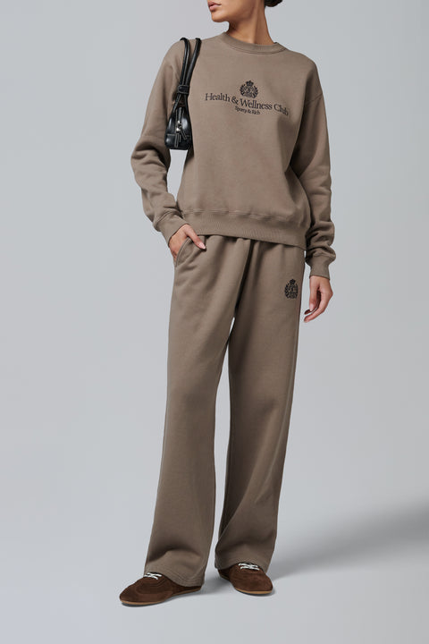 Khaki H&W Crest Embroidered Crewneck