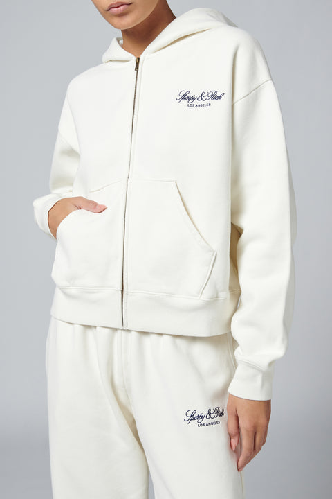 White Vendome La Embroidered Zip Hoodie