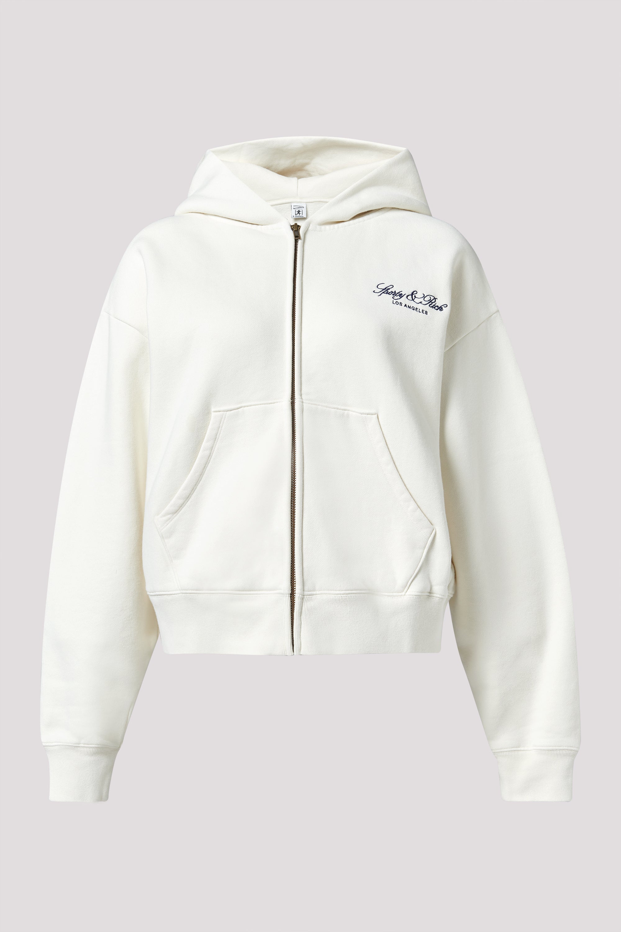 Sporty & Rich White Vendome La Embroidered Zip Hoodie