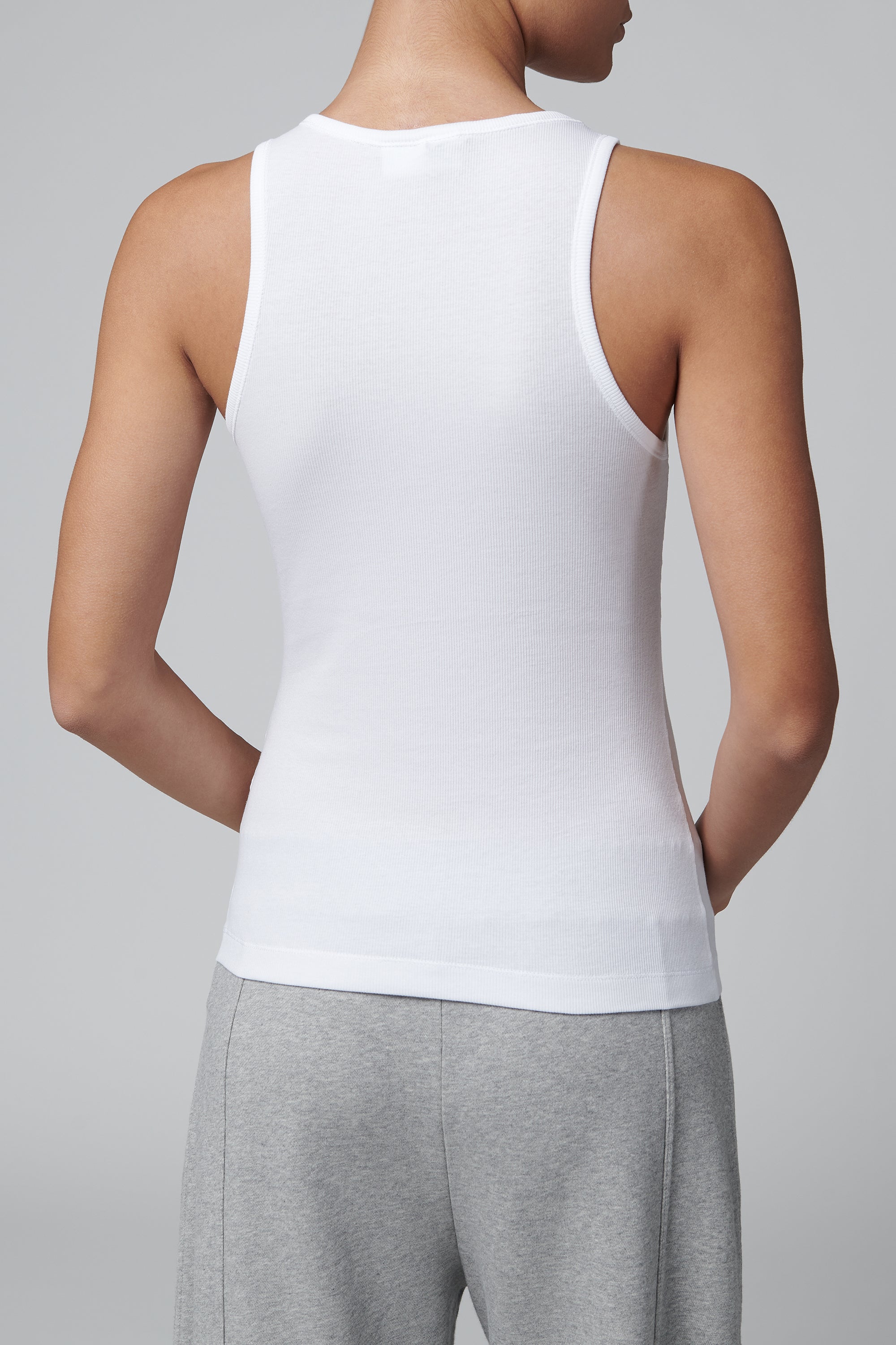 Ganni White Soft Cotton Rib Tank Top