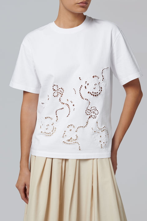 White Embroidery Heavy Cotton Jersey