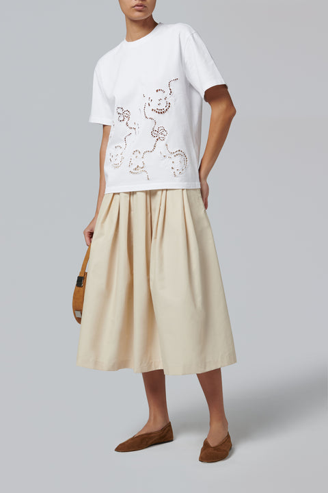 White Embroidery Heavy Cotton Jersey