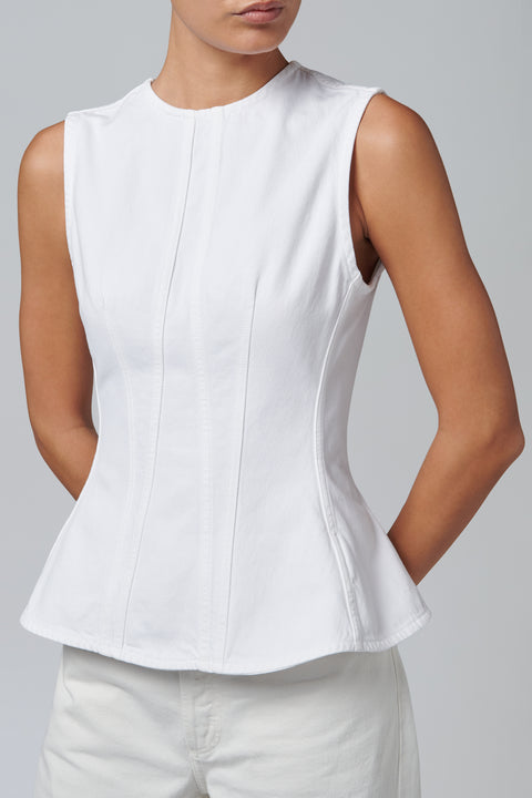 White Corbin Denim Top