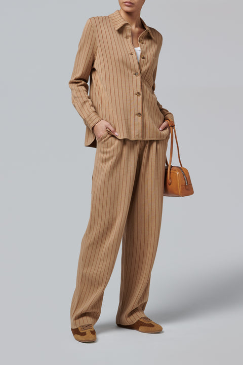 Beige Pinstripe Carpenter Pant