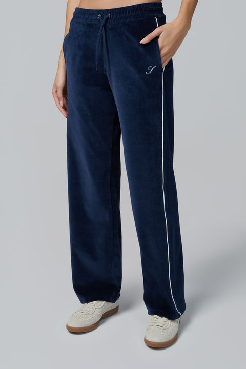 Navy S Logo Velour Sweatpant