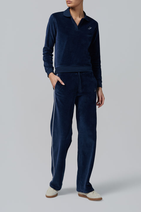 Navy S Logo Velour Sweatpant