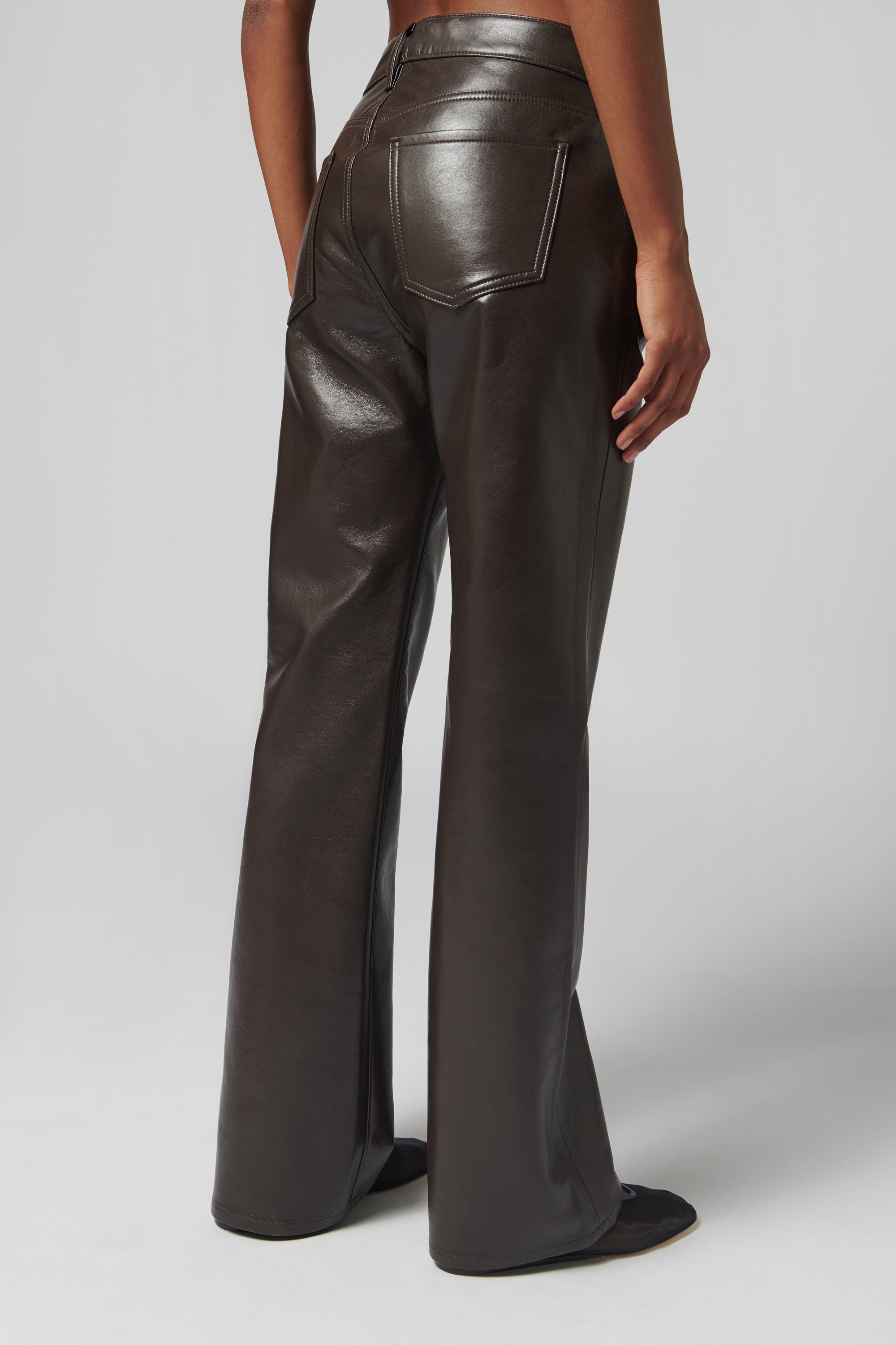 CITIZENS OF HUMANITY Brown Genova Low Rise Boot Leather Pants