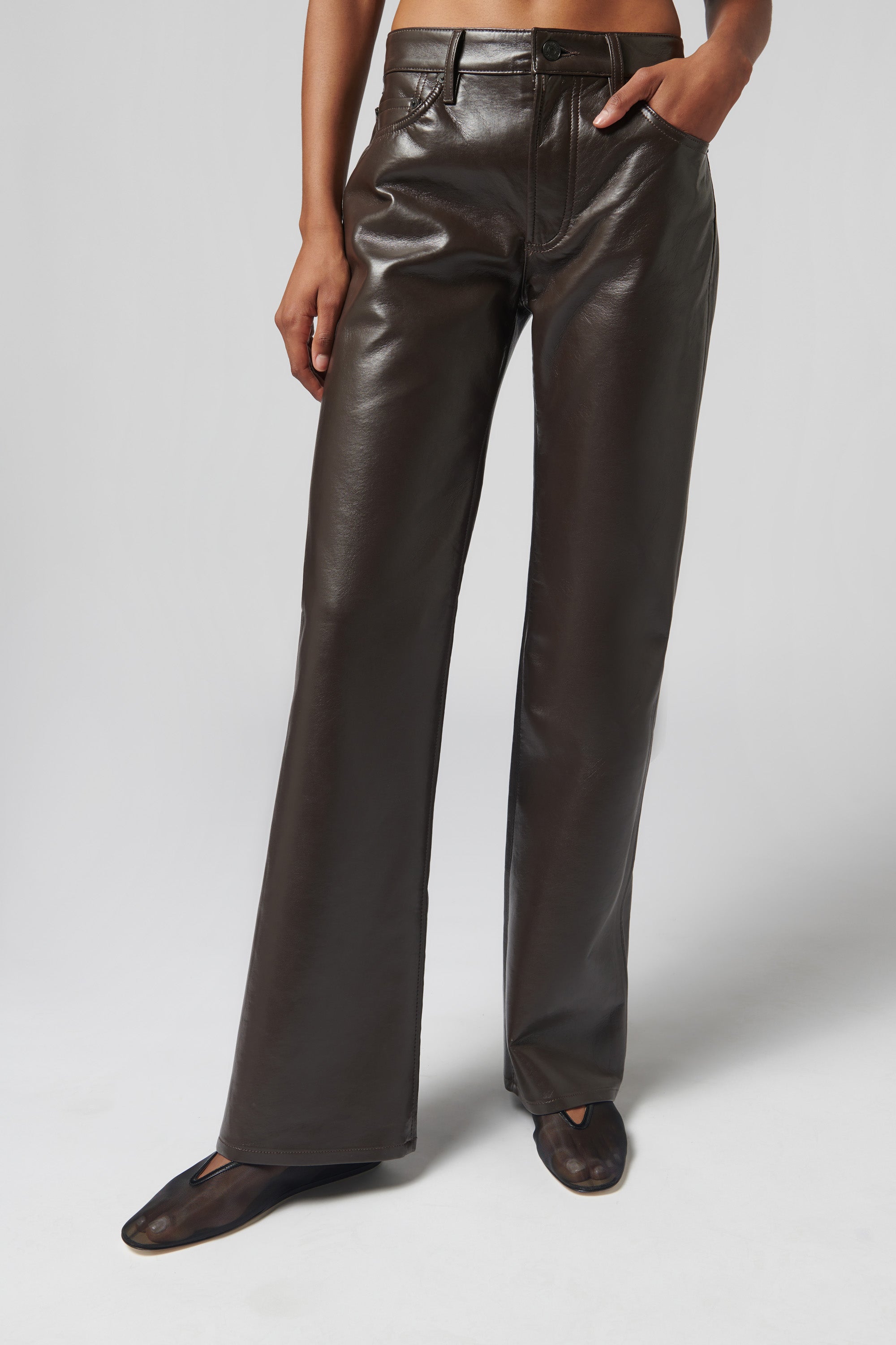 パンツ 90's PPFM Leather Pants CITIZENS OF HUMANITY Brown Genova Low Rise Boot Leather Pants
