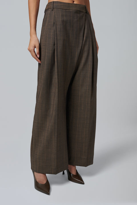 Brown Light Wool Wrap Pant