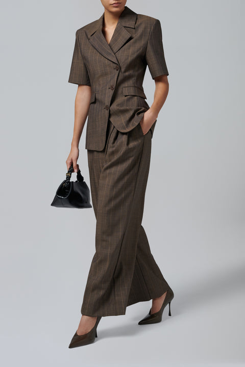 Brown Light Wool Wrap Pant