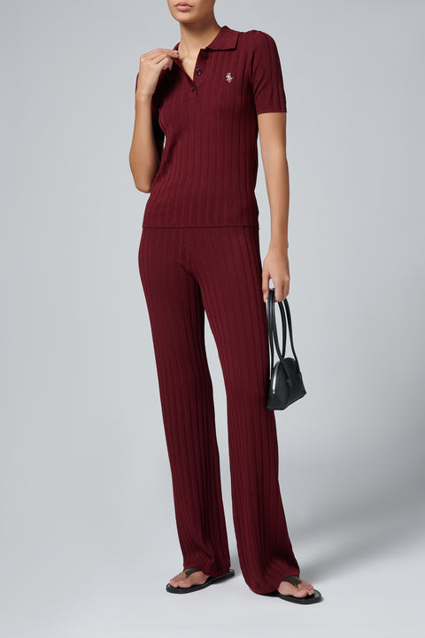 Burgundy Src Ribbed Pant