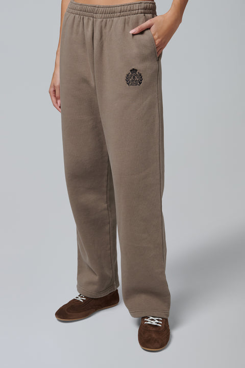Khaki Ny Crest Embroidered Wide Sweatpant