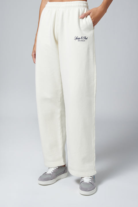 White Vendome La Embroidered Wide Sweatpant