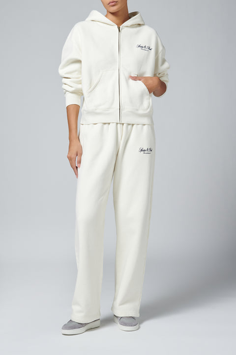 White Vendome La Embroidered Wide Sweatpant