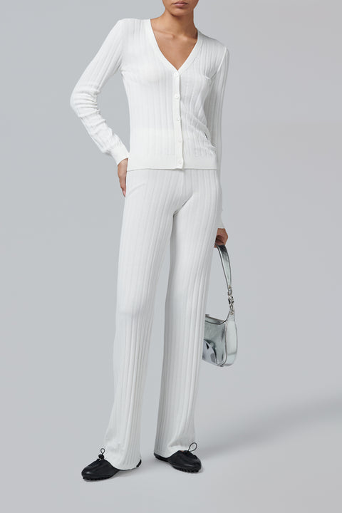 White Src Ribbed Pant