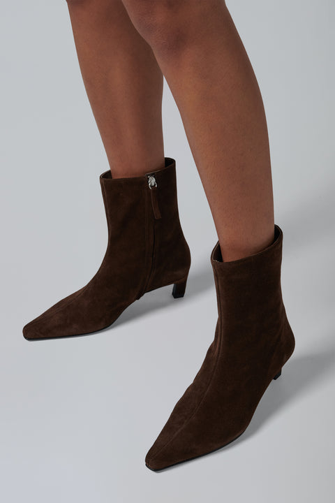 Dark Brown Ambar Suede Ankle Boots