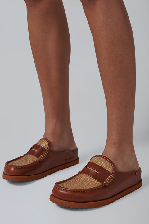 Brown Naples Wrapped Raffia Loafer